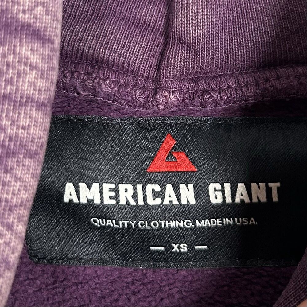 American Giant Vintage Pullover Unisex XS Italian Plum Mineral Wash Hoodie NWT - Picture 3 of 11